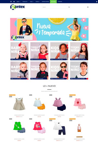 Sitio web de cliente sizes and colors - Gontex