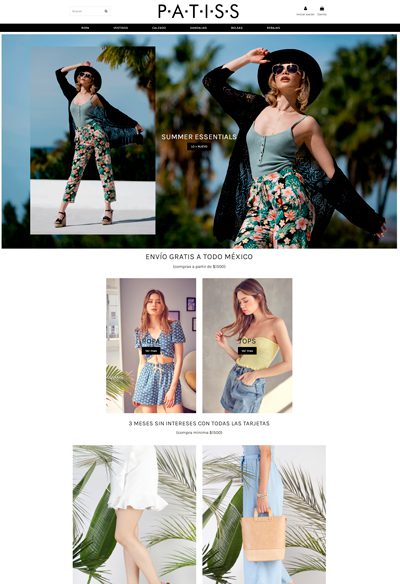 Sitio web de cliente sizes and colors - Patiss