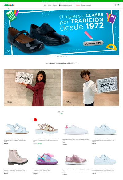 Sitio web de cliente sizes and colors - zapakids